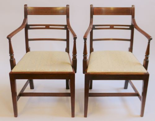 George 111 Mahogany Pair of Armchairs on Square Tapered Legs