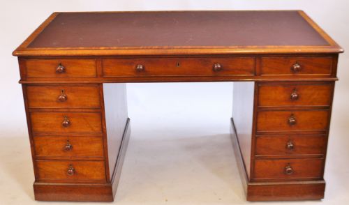 Early 19c Mahogany 3 Part 11 Drawer Kneehole Desk