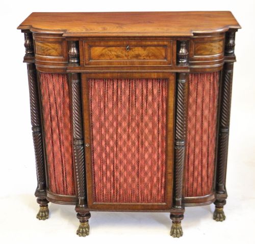 Fine Regency Mahogany 1 Door Shaped Side Cabinet