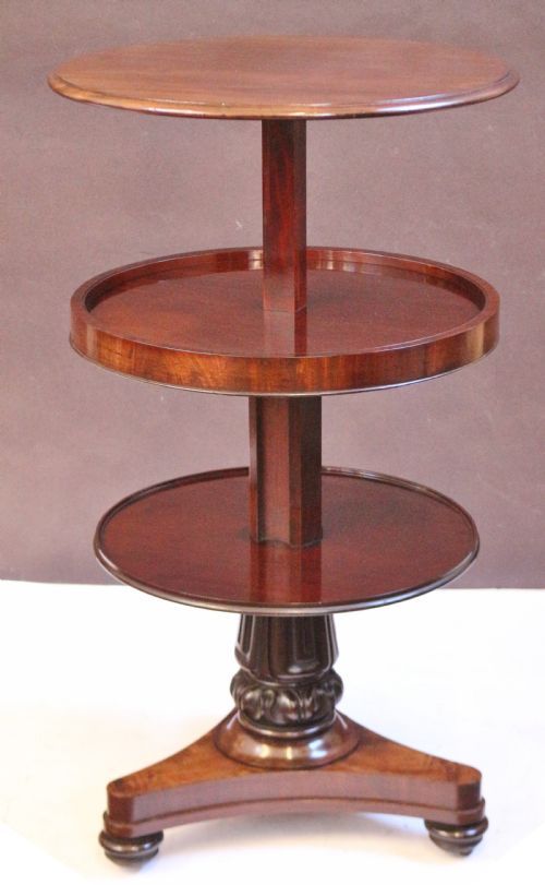 William 1v Mahogany Pedestal 3 Tier Collapsible Dumb Waiter