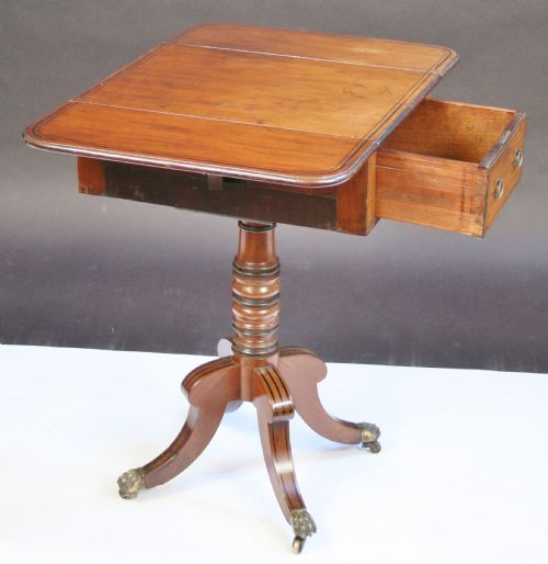 GEORGE IV MAHOGANY PEDESTAL PEMBROKE WORK TABLE - ADDITIONAL PHOTO 2