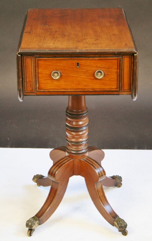 GEORGE IV MAHOGANY PEDESTAL PEMBROKE WORK TABLE - ADDITIONAL PHOTO 3