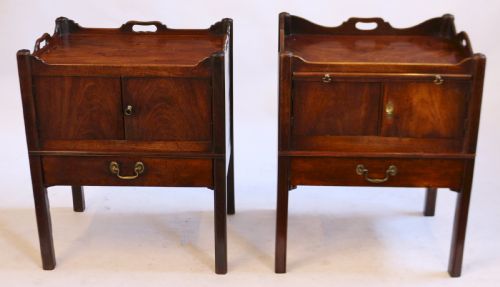 George 111 Mahogany Near Pair of Tray Top Bedside Cupboards