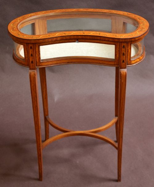 Edwardian Inlaid Satinwood Kidney Shaped Bijouterie Table