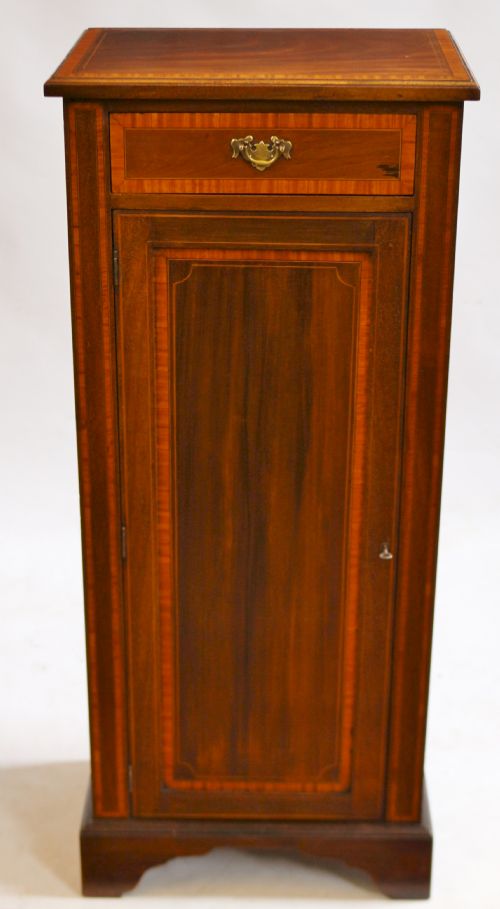 Edwardian Satinwood Banded Mahogany 1 Door Cupboard