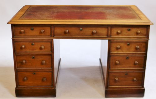 Victorian 9 Drawer 3 Part Mahogany Kneehole Desk