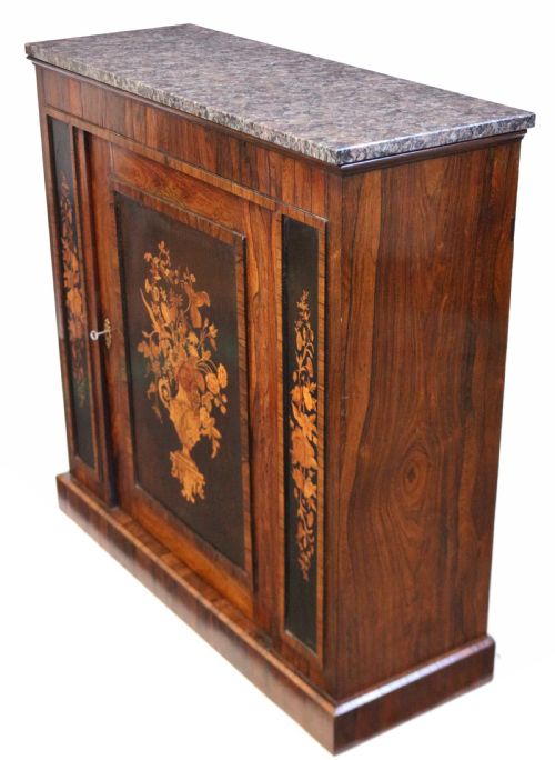 VICTORIAN ROSEWOOD AND MARQUETRY 1 DOOR SIDE CUPBOARD - ADDITIONAL PHOTO 5