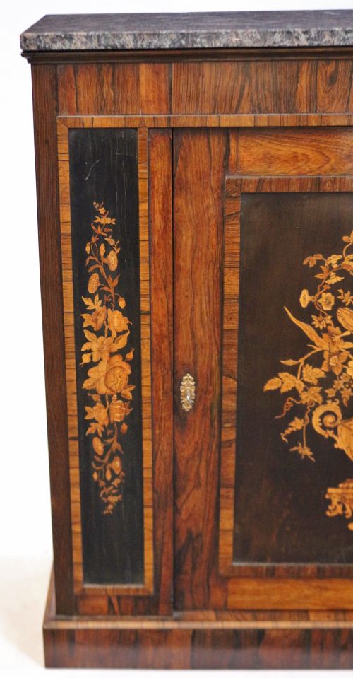 VICTORIAN ROSEWOOD AND MARQUETRY 1 DOOR SIDE CUPBOARD - ADDITIONAL PHOTO 6