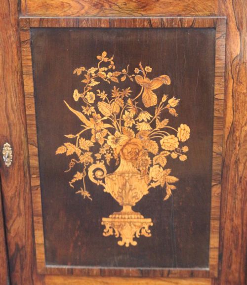 VICTORIAN ROSEWOOD AND MARQUETRY 1 DOOR SIDE CUPBOARD - ADDITIONAL PHOTO 7