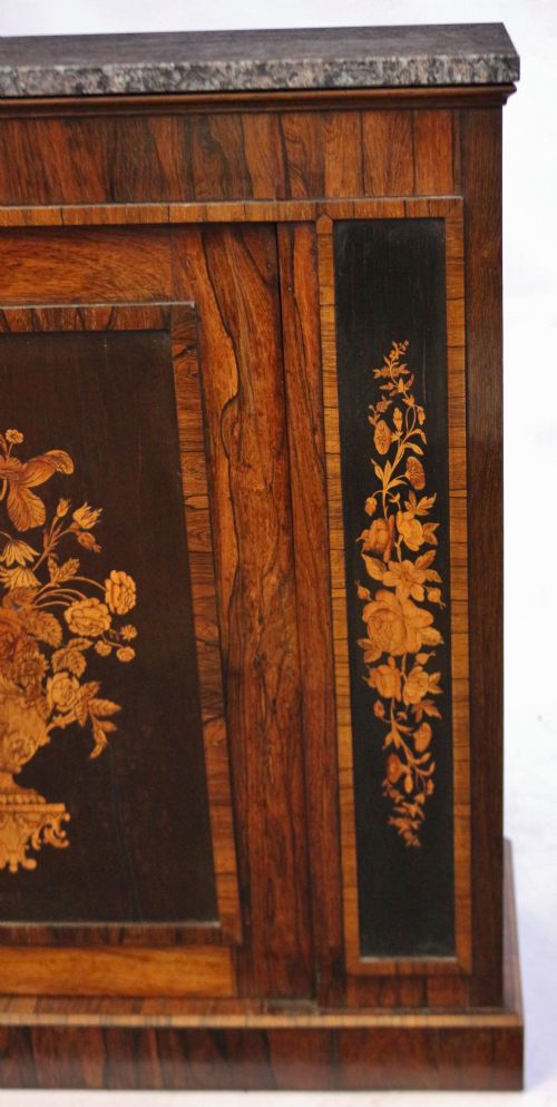 VICTORIAN ROSEWOOD AND MARQUETRY 1 DOOR SIDE CUPBOARD - ADDITIONAL PHOTO 8