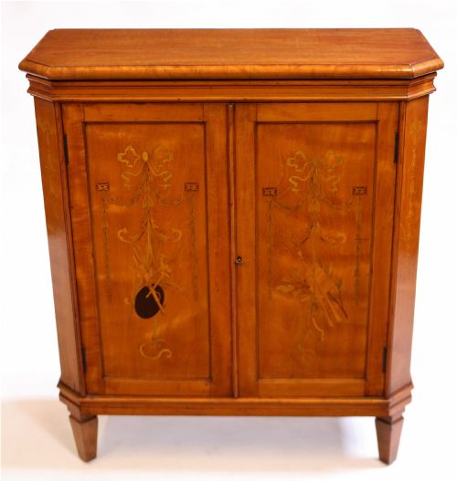 Edwardian Inlaid Satinwood Small 2 Door Cupboard