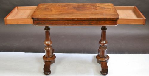 WILLIAM1V ROSEWOOD END TURNED SUPPORT CENTRE TABLE WITH END DRAWERS - ADDITIONAL PHOTO 2