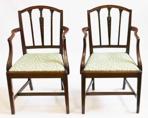 George 111 Mahogany Pair of Open Armchairs