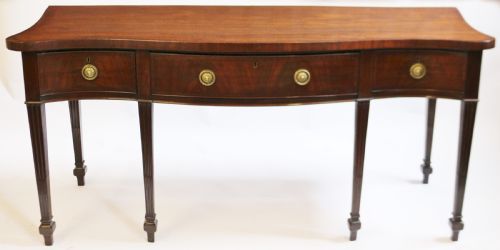 19c Mahogany 3 Drawer Serpentine Serving Table