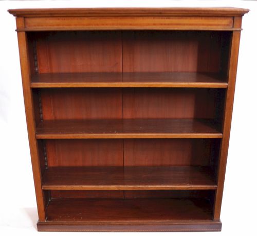 Edwardian Mahogany Inlaid Open Bookcase