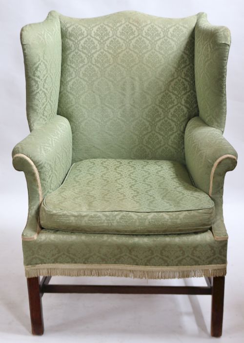George 111 Mahogany Upholstered Wing Armchair