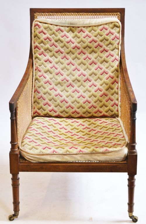 19c Mahogany Bergere Armchair