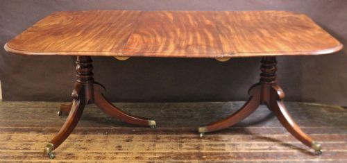 Regency Mahogany Twin Pedestal Dining Table with Extra Leaf