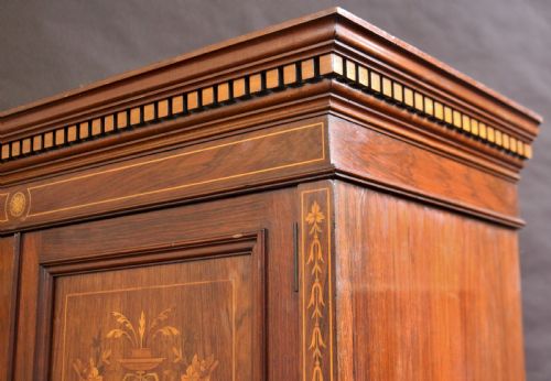 EDWARDIAN ROSEWOOD PROFUSELY INLAID CUPBOARD ON 5 DRAWER CHEST - ADDITIONAL PHOTO 9