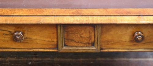 EARLY VICTORIAN FIGURED WALNUT 4 DRAWER PARTNERS WRITING TABLE - ADDITIONAL PHOTO 7