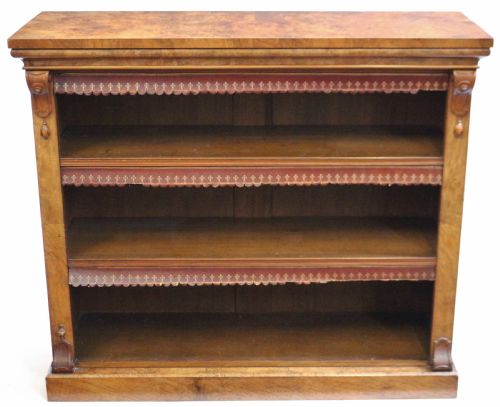 Victorian Figured Walnut Open Bookcase