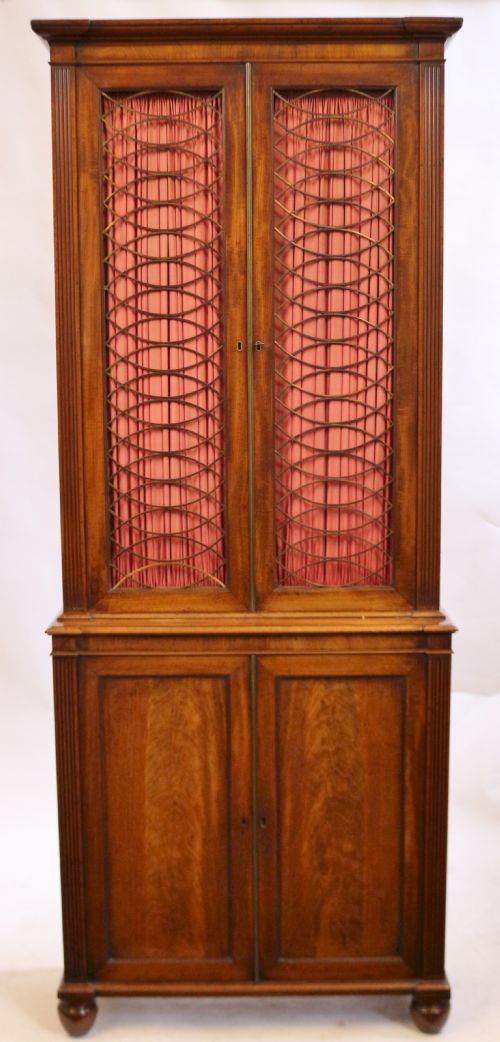 George 1v Mahogany Cupboard Base 2 Door Bookcase