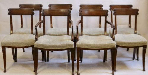 Regency Mahogany Set of 8 (6 & 2) Sabre Leg Chairs