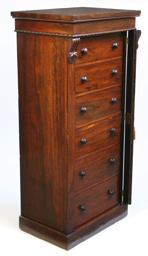 EARLY VICTORIAN ROSEWOOD 6 DRAWER WELLINGTON CHEST - ADDITIONAL PHOTO 1