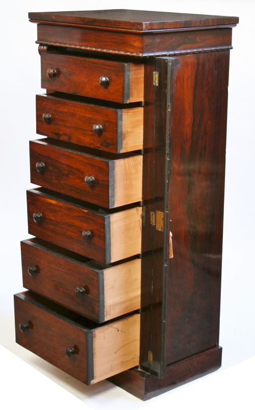 EARLY VICTORIAN ROSEWOOD 6 DRAWER WELLINGTON CHEST - ADDITIONAL PHOTO 2
