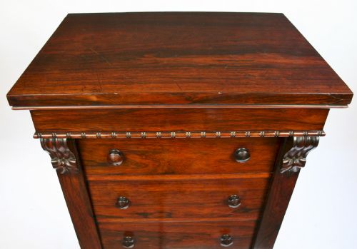 EARLY VICTORIAN ROSEWOOD 6 DRAWER WELLINGTON CHEST - ADDITIONAL PHOTO 3