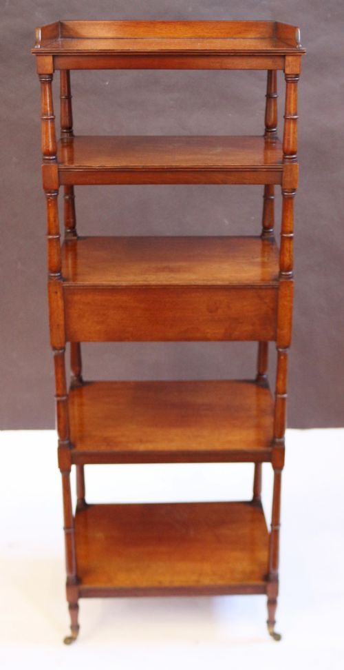George 111 Mahogany 5 Tier Whatnot with Side Drawer