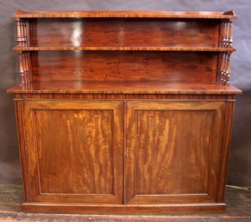 Early Victorian Large Mahogany Cupboard with 2 Tier Back
