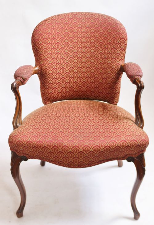 Late 19c Hepplewhite Style Open Armchair on Slender Cabriole Legs