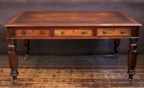 William 1v Mahogany 6 Drawer Partners Writing Table by W. Priest