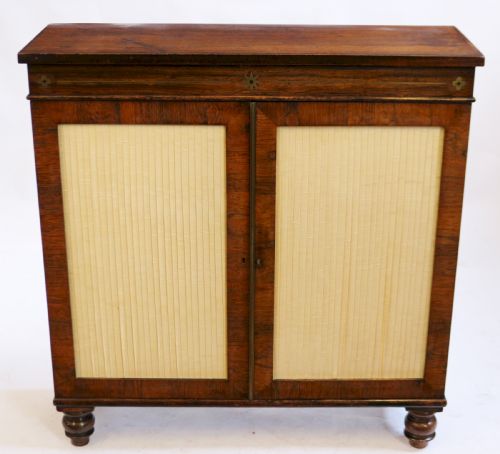 Regency Rosewood 2 Door Brass Inlaid Side Cabinet.