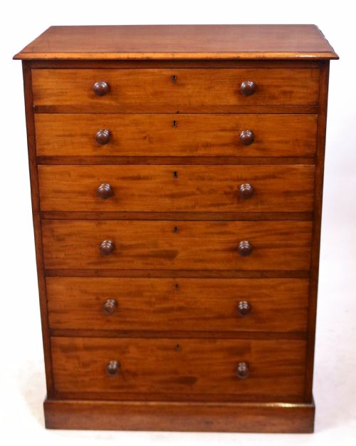 Victorian Mahogany 6 Drawer Pillar Chest by Heals