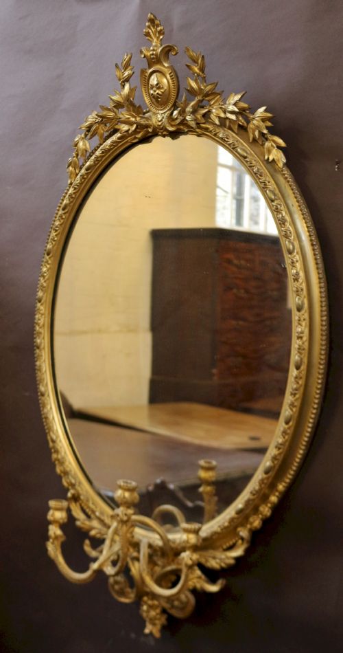 MID 19C GILT OVAL GIRANDOLE WALL MIRROR - ADDITIONAL PHOTO 3