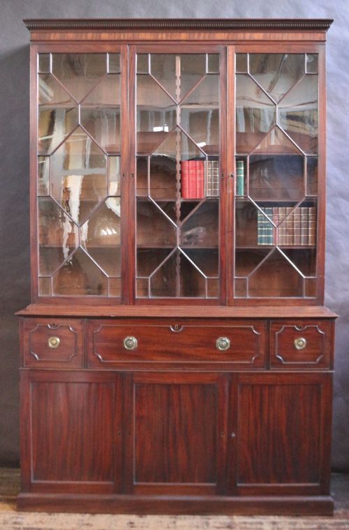 Fine George 111 Mahogany 3 Door Secretaire Bookcase