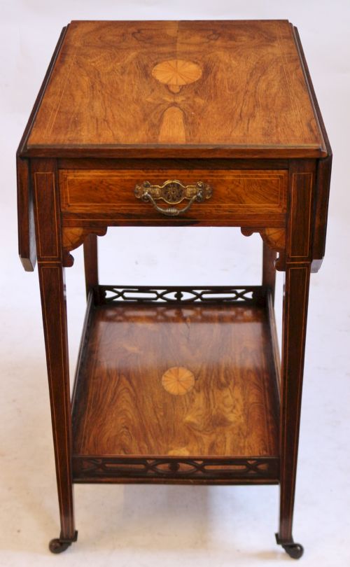 Edwardian Rosewood Inlaid 1 Drawer Sutherland Table