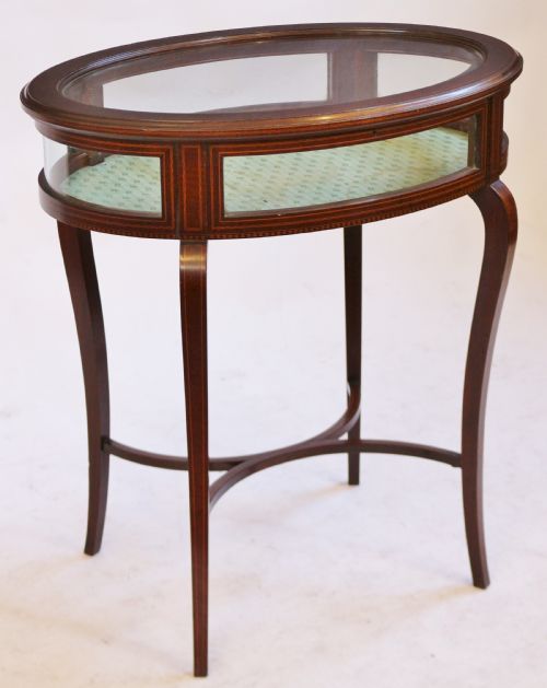 EDWARDIAN INLAID MAHOGANY OVAL BIJOUTERIE TABLE - ADDITIONAL PHOTO 1