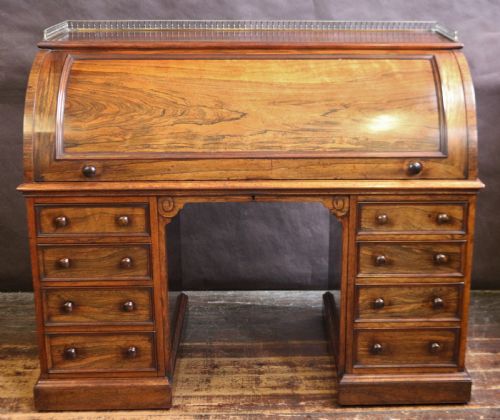Fine Quality Early Victorian Rosewood Roll Top Desk