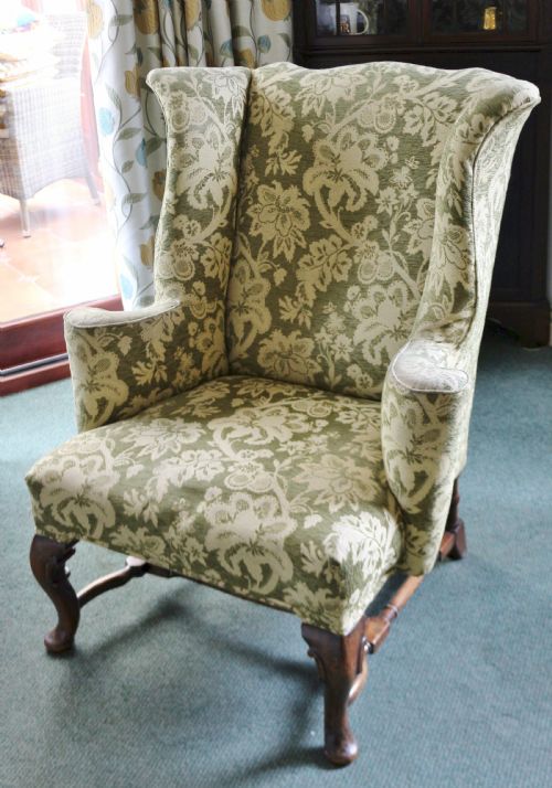 C1920 Oak Upholstered Wing Chair