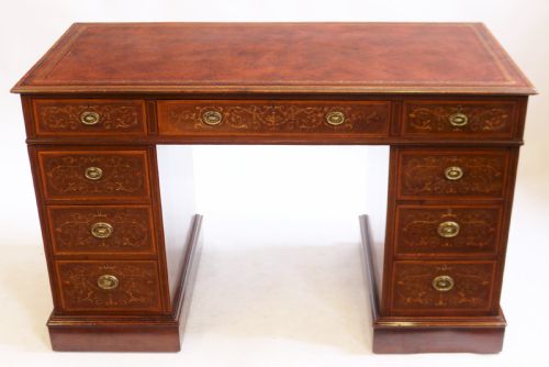 Edwardian Inlaid Mahogany Kneehole Desk