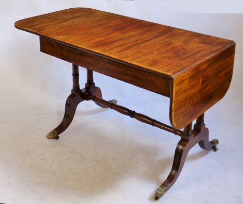 REGENCY MAHOGANY SATINWOOD BANDED SOFA TABLE - ADDITIONAL PHOTO 3