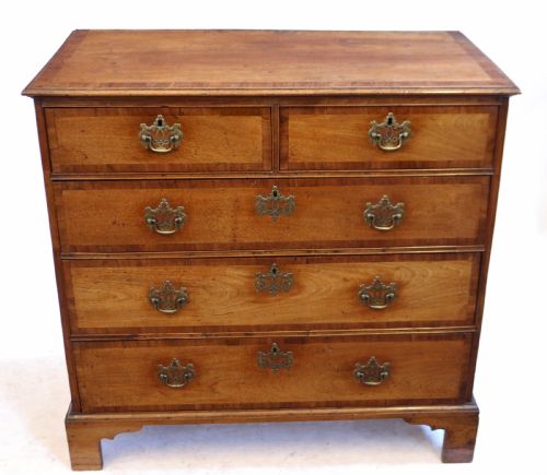 George 11 Solid Walnut and Crossbanded 5 Drawer Chest
