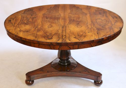 William 1v Round Tilt Top Rosewood Pedestal Centre Table