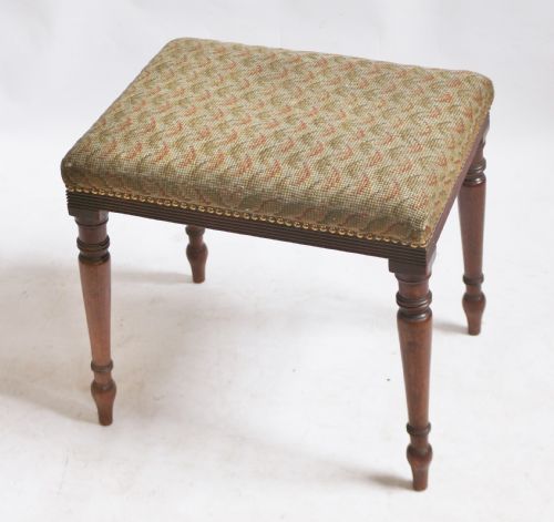 Regency Mahogany Upholstered Stool.