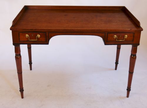 George IV Mahogany Kneehole Side Table with Galleried Back