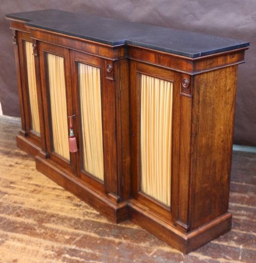 REGENCY ROSEWOOD 4 DOOR BREAKFRONT SIDE CABINET - ADDITIONAL PHOTO 3