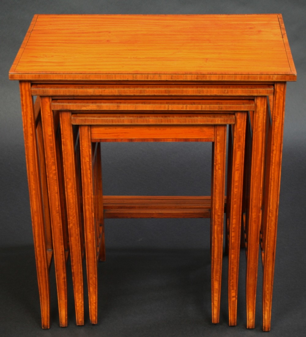 Edwardian Satinwood Inlaid Nest of 4 Tables. 